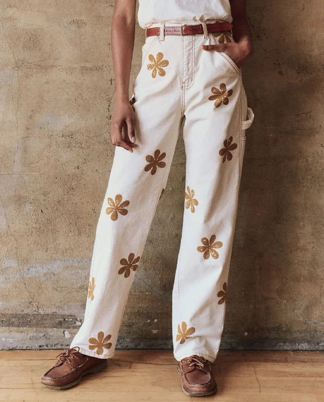 Women's Everyday Attire The Carpenter Pant with Daisy Stamp. -- Natural