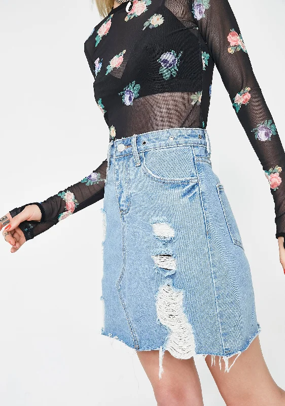 Women's Date Night Outfit Goin' West Denim Skirt