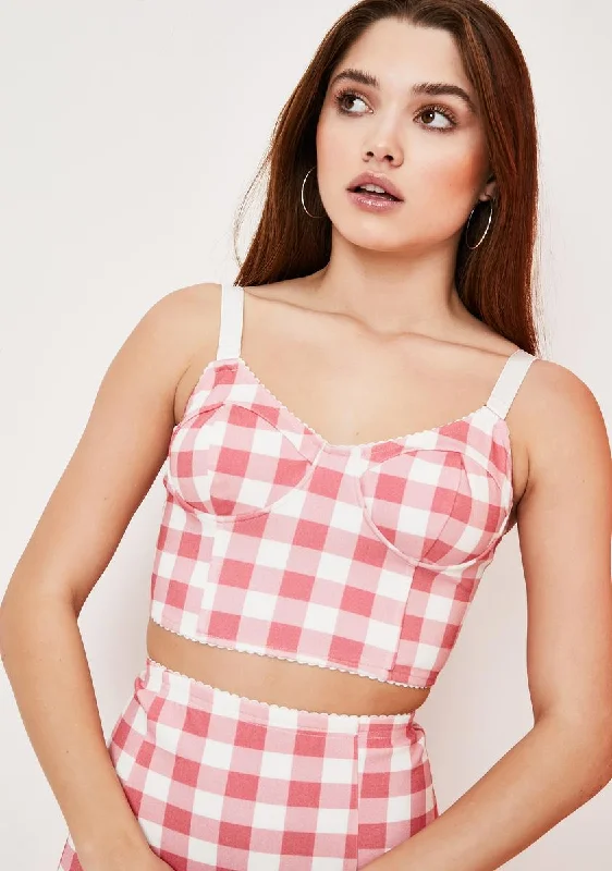 Chic Women's Garments We Belong Together Gingham Bustier Top