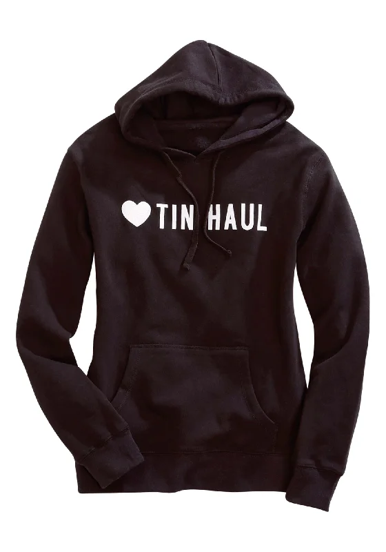 Affordable Women's Apparel Tin Haul Womens Love Logo Black Cotton Blend Hoodie