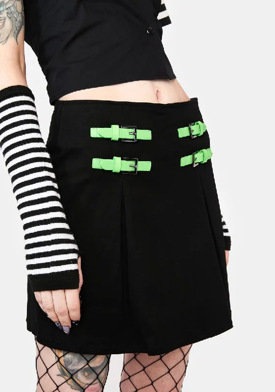 Comfortable Lounge Clothing Green Contrast Buckle Skort