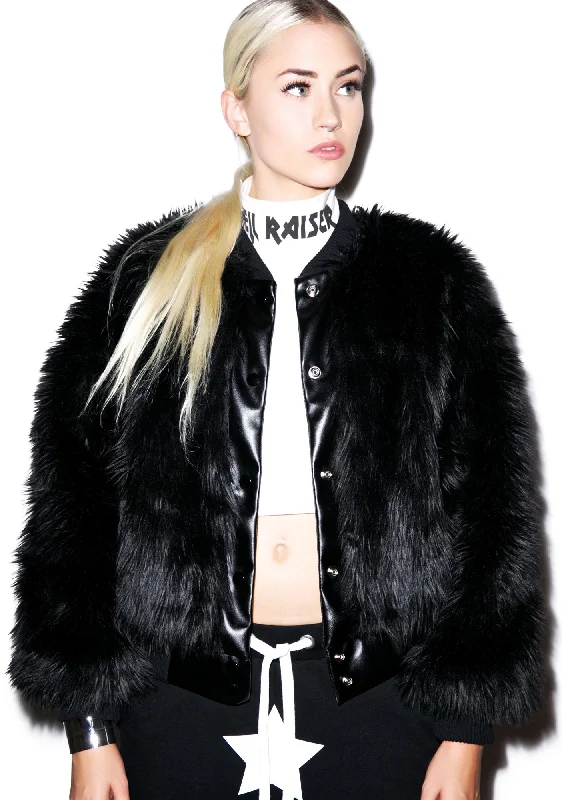 Women's Elegant Evening Outfit Sharon Faux Fur Bomber Jacket