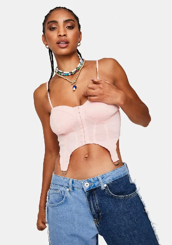 Women's Clothing Apparel Diva Infinite Vibes Stretch Denim Hook Eye Bustier