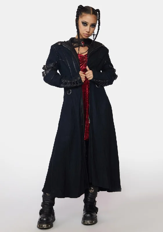 Tailored Clothing For Women Goth Buckle Long Trench Coat