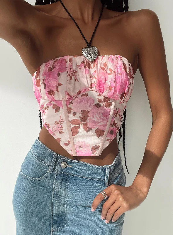 Women's Athletic Clothes Sharna Bustier Top Pink Floral