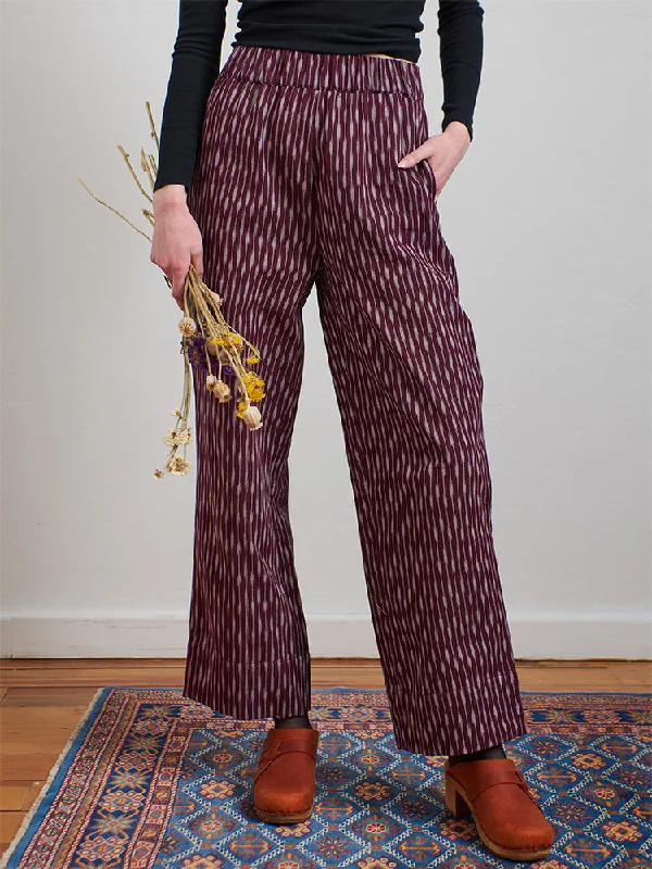 Luxury Women's Clothes Rosie Pant - Plum Ikat