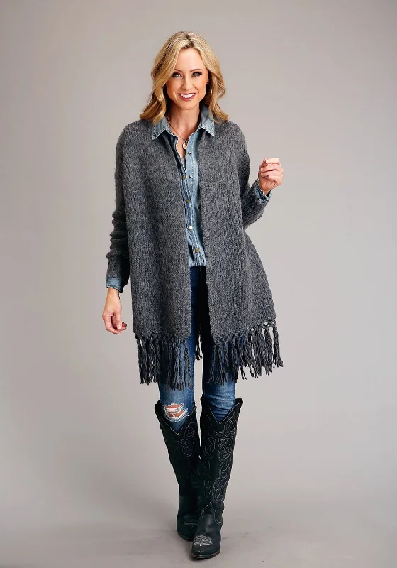 Women's Comfy Attire For Lounging Stetson Womens Heather Fringe Grey Wool Blend Cardigan Sweater Women's Comfy Attire For Lounging Stetson Womens Heather Fringe Grey Wool Blend Cardigan Sweater