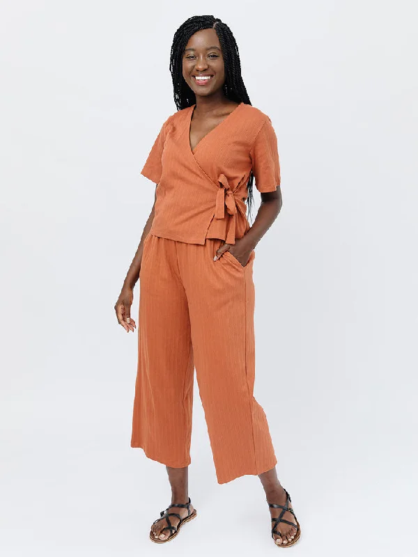 Elegant Clothing For Women Fae Wide Leg Pant- Sandstone Rib Knit