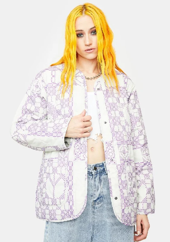 Elegant Women's Attire Tiled Liner Reversible Jacket