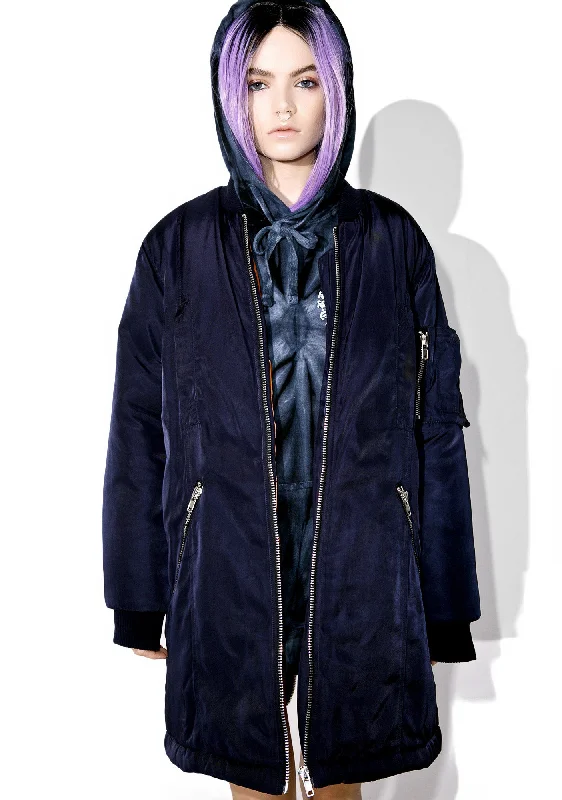 Women's Cozy Clothes Night Fight Long Bomber Jacket