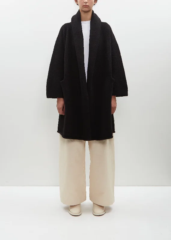 Women's Formal Event Outfit Alpaca Capote Coat — Black