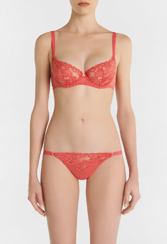 Casual Apparel For Women Coral Balconette Bra in Leavers Lace and Stretch Tulle