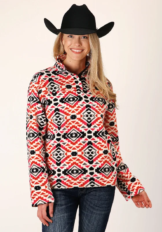 Women's Stylish Vacation Attire Roper Womens Aztec Print Orange/Black Polyester Fleece Jacket Women's Stylish Vacation Attire Roper Womens Aztec Print Orange/Black Polyester Fleece Jacket