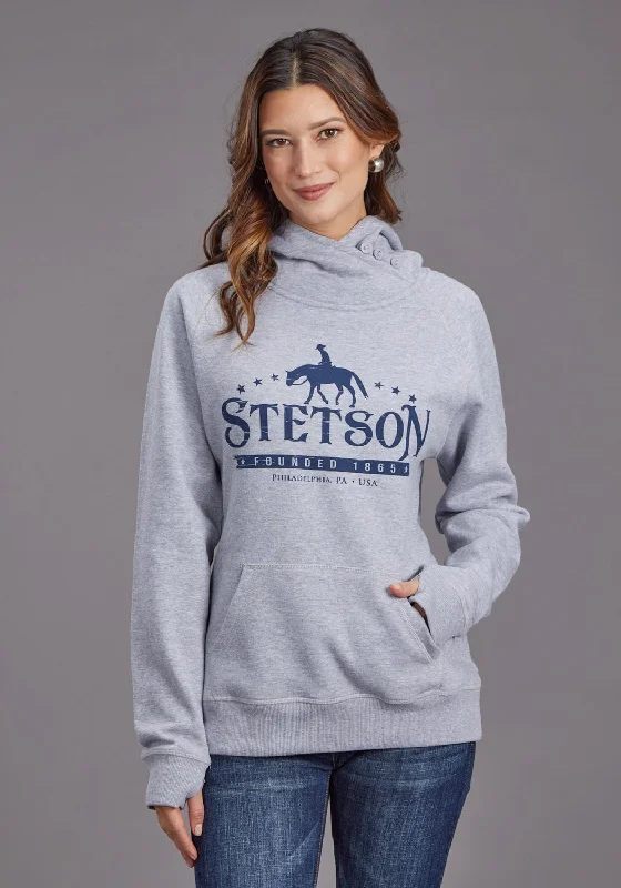 Women's Elegant Evening Attire Stetson Womens Horserider Stars Grey Cotton Blend Hoodie Women's Elegant Evening Attire Stetson Womens Horserider Stars Grey Cotton Blend Hoodie