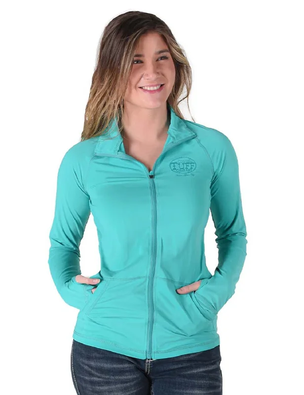 Women's Fashion Clothes Cowgirl Tuff Womens Full Zip Cadet UPF Turquoise Nylon Softshell Jacket Women's Fashion Clothes Cowgirl Tuff Womens Full Zip Cadet UPF Turquoise Nylon Softshell Jacket