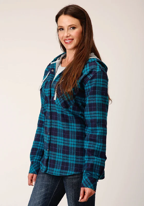 Women's Travel Garments Roper Womens Thermal Lined Flannel Blue 100% Cotton Cotton Jacket Women's Travel Garments Roper Womens Thermal Lined Flannel Blue 100% Cotton Cotton Jacket