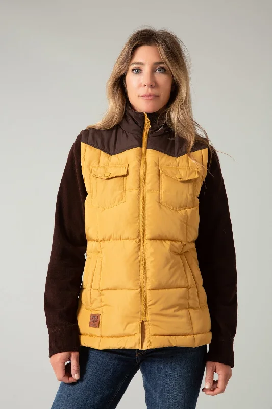 Casual Clothing For Women Kimes Ranch Womens Wyldfire Mustard 100% Polyester Softshell Vest Casual Clothing For Women Kimes Ranch Womens Wyldfire Mustard 100% Polyester Softshell Vest