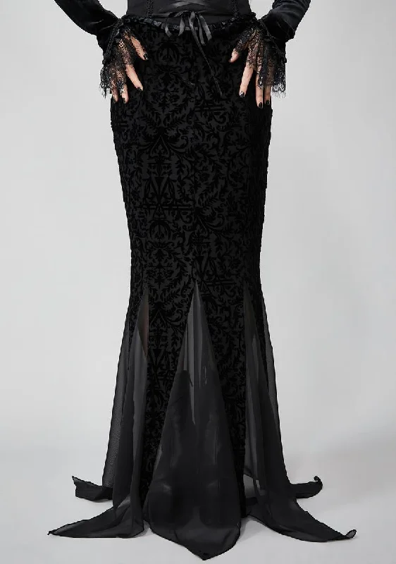 Women's Cozy Outfit For Lounging Haunted Wonderland Maxi Skirt