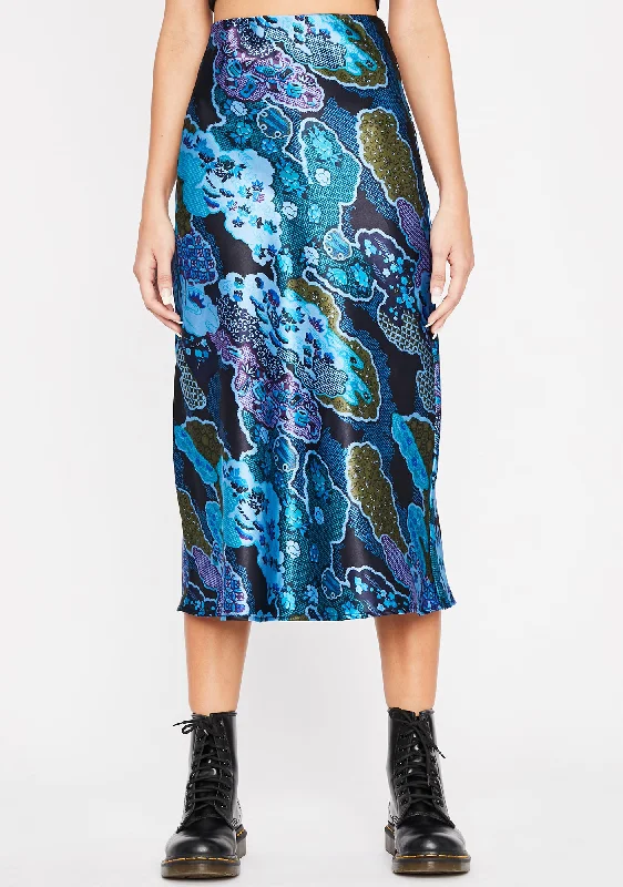 Comfortable Garments For Women Cobalt Luxury Level Satin Skirt