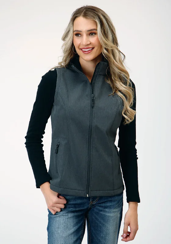 Stylish Women's Outfit Roper Womens Zip Heather Grey Polyester Softshell Vest