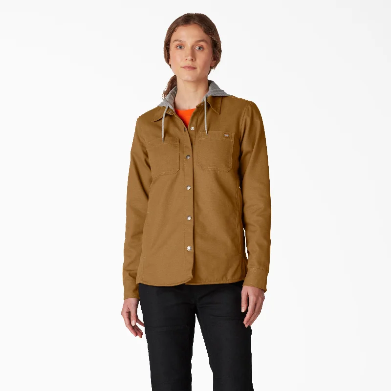 Women's Casual Apparel For Weekends Dickies Women's Hooded Snap-Up Duck Shirt Jac