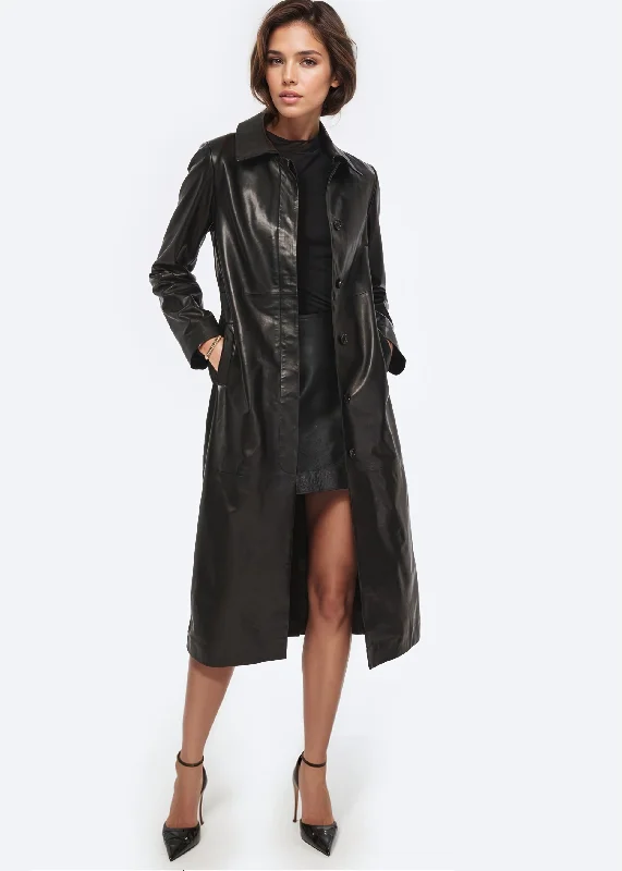 Women's Clothing Eddie Genuine Leather Coat Black