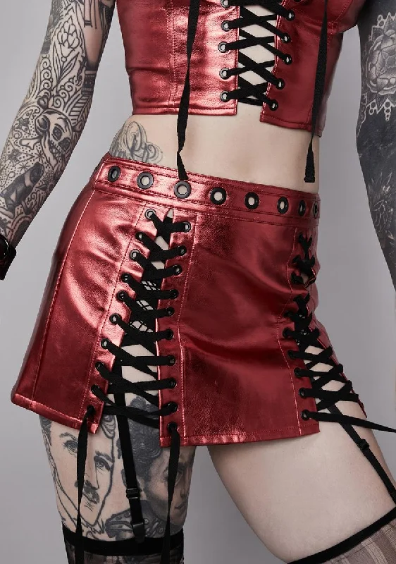 Women's Evening Clothing Blood Moon Rising Lace-Up Skirt