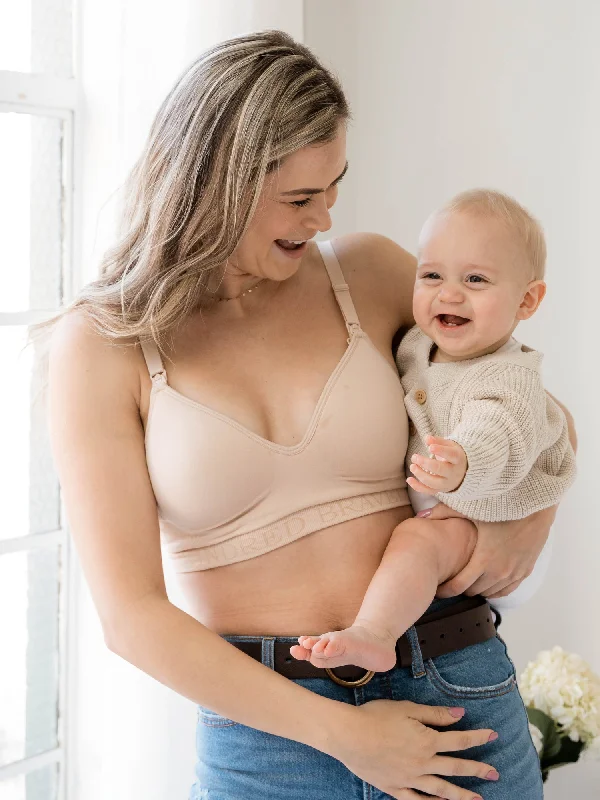 Classic Women's Apparel Signature Sublime® Contour Hands-Free Pumping & Nursing Bra | Beige