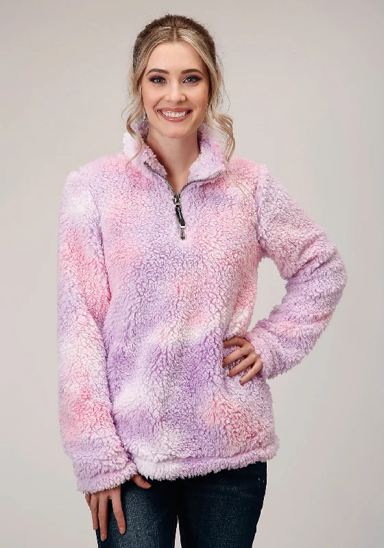 Women's Chic Outerwear Outfit Roper Womens Purple Polyester Polar Fleece Tie Dye Jacket Women's Chic Outerwear Outfit Roper Womens Purple Polyester Polar Fleece Tie Dye Jacket