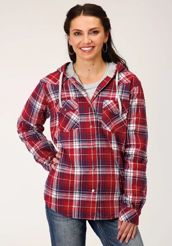 Casual Outfit For Women Roper Womens Red/White 100% Cotton Thermal Lined Hooded Jacket Casual Outfit For Women Roper Womens Red/White 100% Cotton Thermal Lined Hooded Jacket