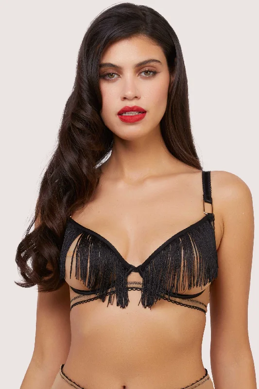 Women's Vacation Garments Esme Illusion Net and Fringe Push Up Plunge Bra