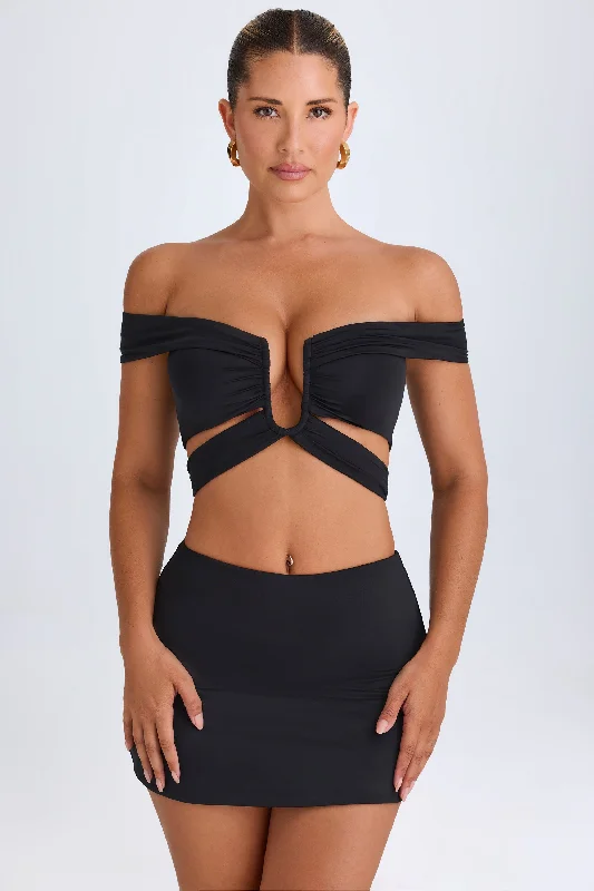Women's Vintage-Inspired Clothing Mid-Rise Micro Mini Skirt in Black