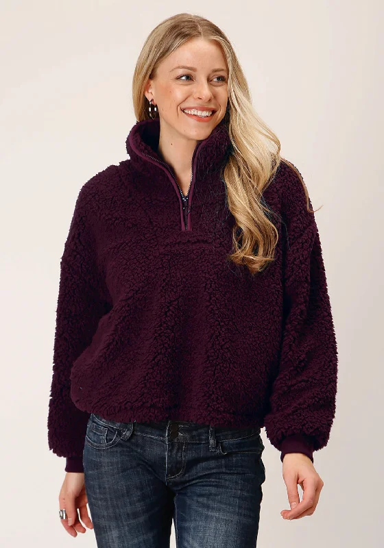 Women's Travel Outfit Set Roper Womens Polar Wine 100% Polyester Fleece Pullover