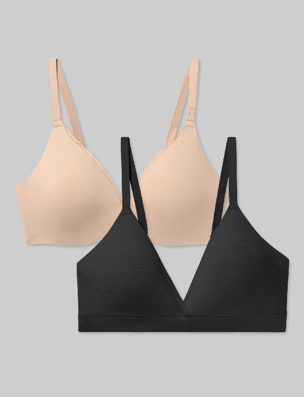 Casual Chic Women's Clothes Air Plunge Bra and Air Triangle Bralette Set (2-Pack)