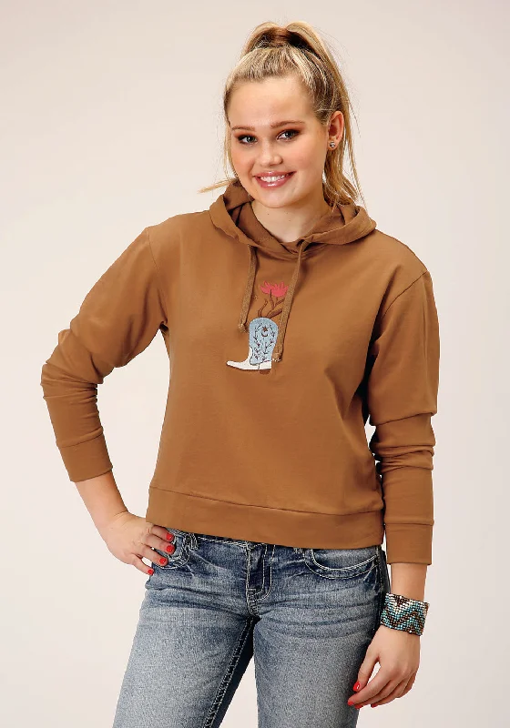 Sustainable Women's Apparel Roper Womens Micro Fleece Tobacco Brown 100% Cotton Hoodie Sustainable Women's Apparel Roper Womens Micro Fleece Tobacco Brown 100% Cotton Hoodie