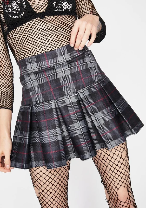 Women's Plus-Size Attire Stormy Wicked Scholar Plaid Skirt