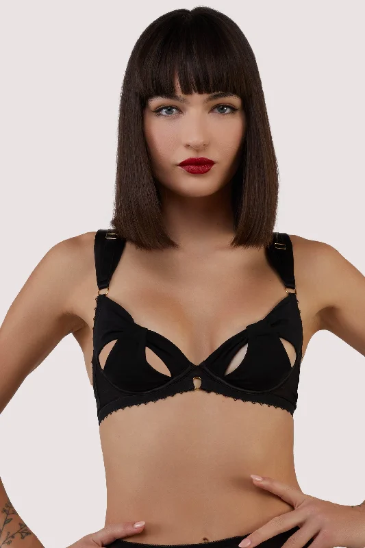 Comfortable Women's Clothes Anita Black Mesh Cut Out Bow Bra