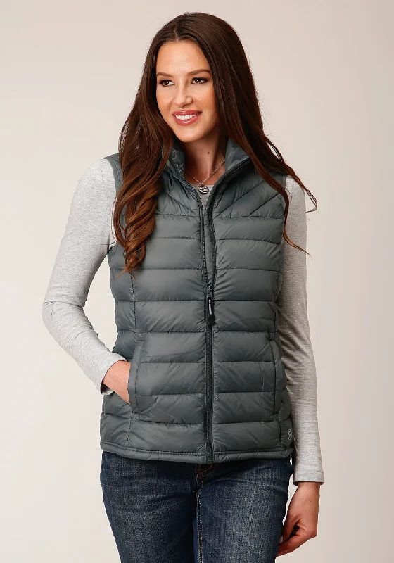 High-Fashion Women's Clothing Roper Womens Coated Down Filled Silver Sage 100% Nylon Softshell Vest High-Fashion Women's Clothing Roper Womens Coated Down Filled Silver Sage 100% Nylon Softshell Vest