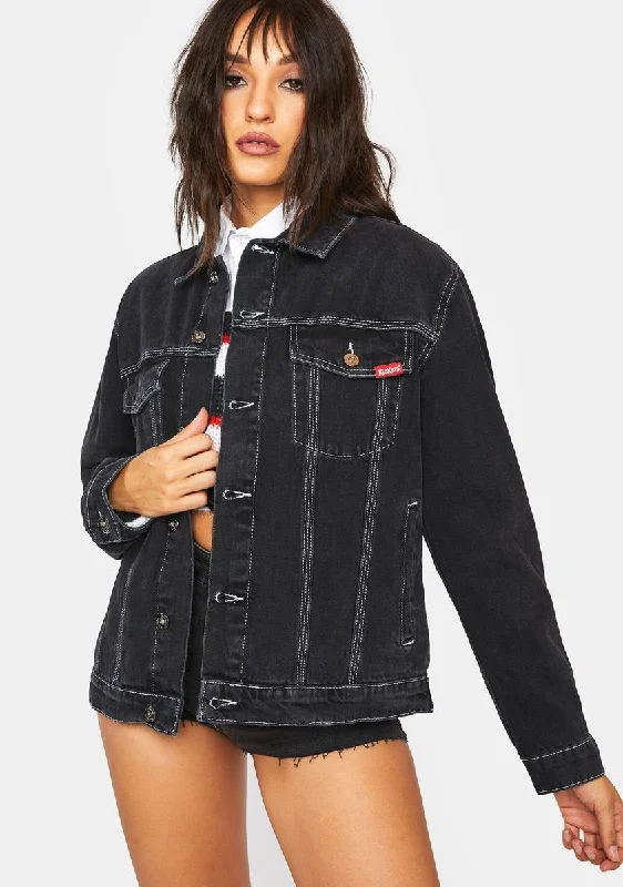Women's Casual Attire Charcoal Classic Denim Jacket