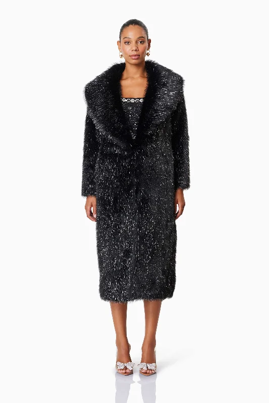 Timeless Women's Clothes Cosette Faux Fur Coat In Black