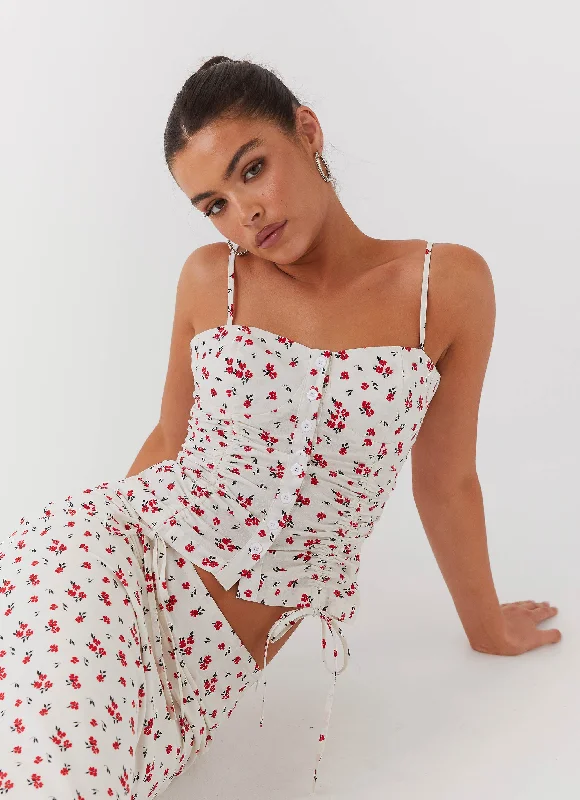 Women's Tailored Outfit Ariana Linen Bustier Top - Poppy Floral