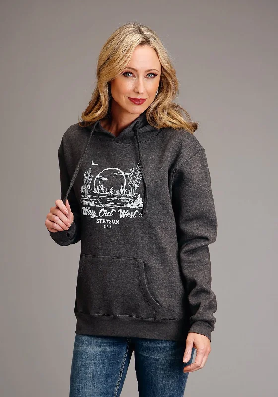 Women's Active Outfit For Fitness Stetson Womens Way Out West Grey Cotton Blend Hoodie Women's Active Outfit For Fitness Stetson Womens Way Out West Grey Cotton Blend Hoodie