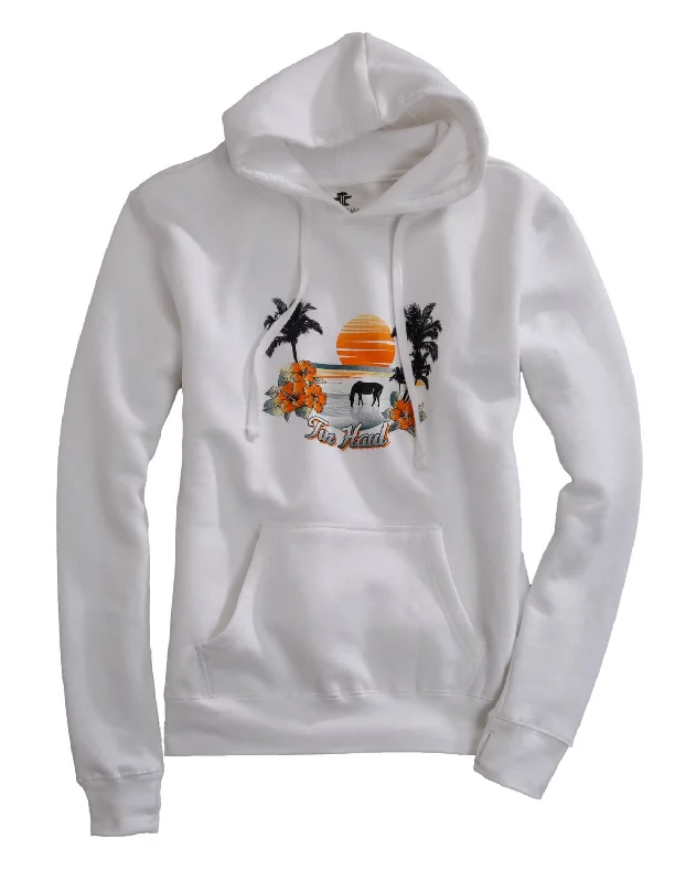 Women's Outdoor Activity Garments Tin Haul Womens Tropics White Cotton Blend Hoodie