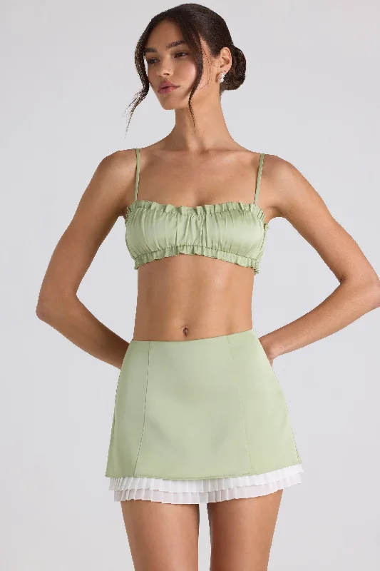 Women's Active Clothing Layered Mid-Rise Mini Skirt in Spring Green