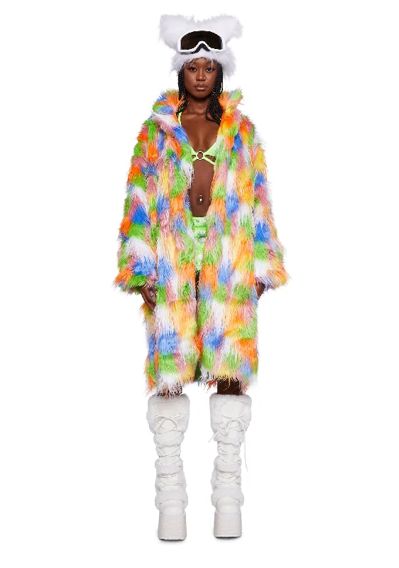 Women's Clothes For Work Events Orange Soda Faux Fur Coat