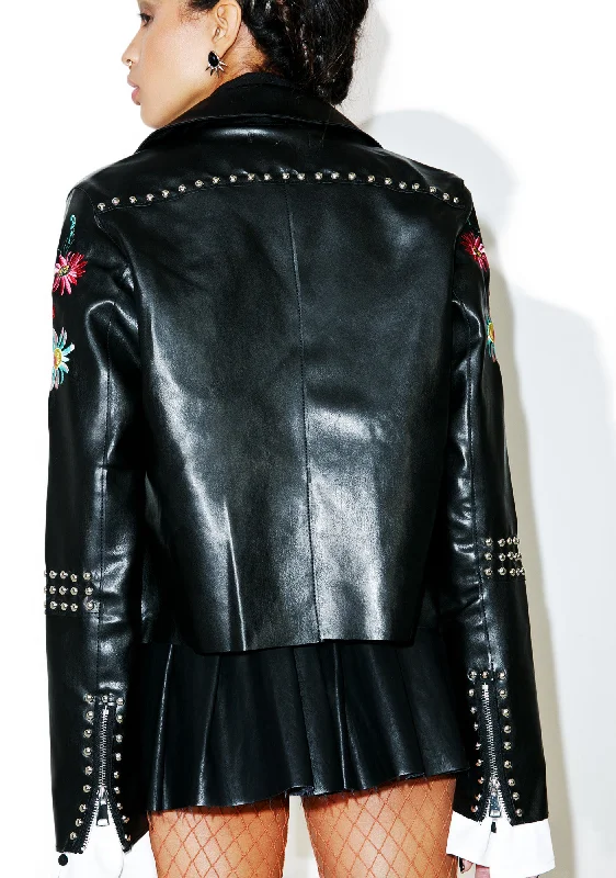 Women's Plus-Size Apparel Halcyon Embroidered Moto Jacket