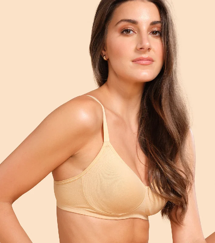 Women's Evening Clothing Enamor Fab-Cool A042 Side Support Shaper  Stretch Cotton Everyday Bra for Women- High Coverage, Non Padded and Wirefree - Skin