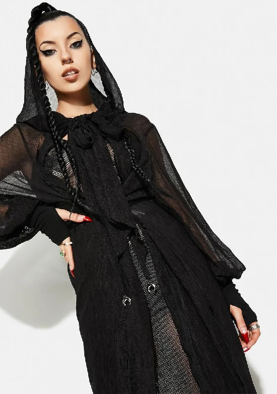 Timeless Women's Clothes Long Pleated Chiffon Coat