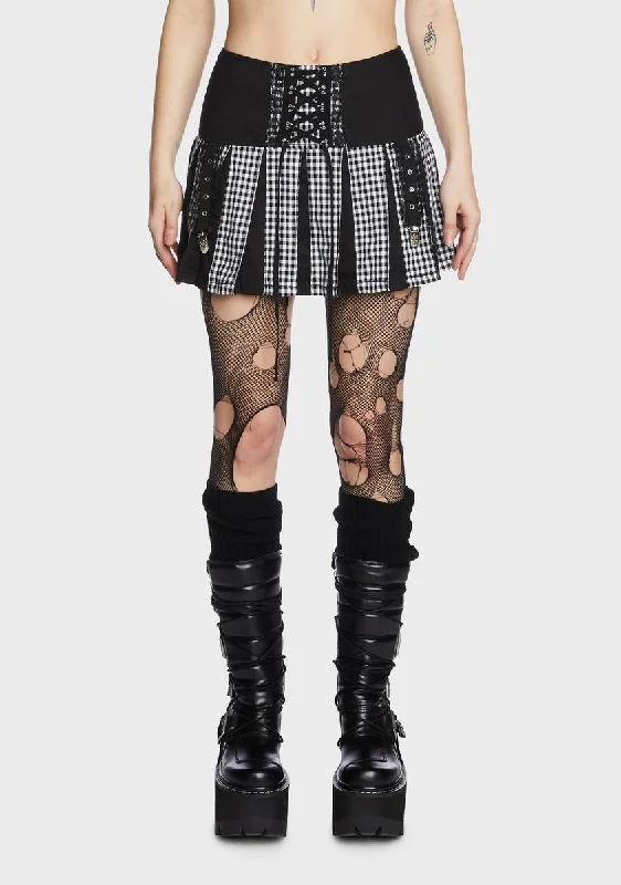 Women's Evening Garments Black And White Pleated Garter Skirt