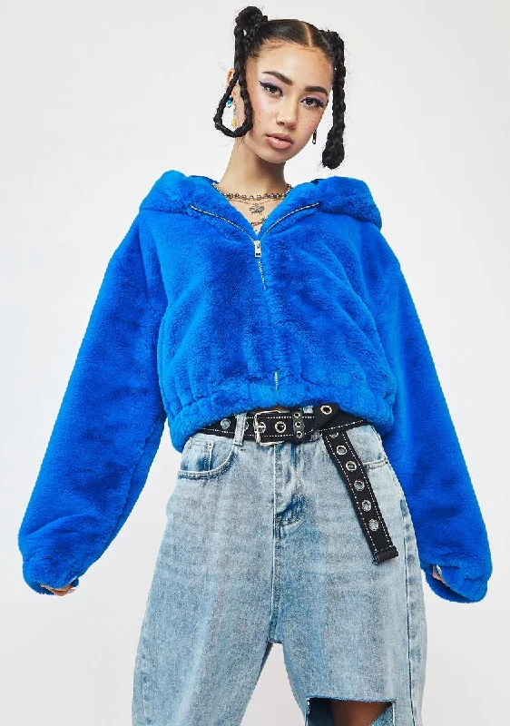 Women's Clothes For Special Occasions Blue Harrie Faux Fur Jacket